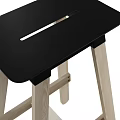 Modern Wooden Stool With Black Square Seat Light Wood Legs And Crossed Support Design
