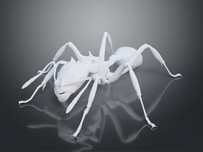 White Ant 3D Model on Black Background with Detailed Reflection 3d model