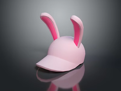 Adorable Soft Pink Rabbit Ears Baseball Cap For Kids Daily Casual Wear 3d model