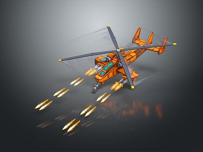 Modern gunship helicopter gunship combat helicopter 3d model