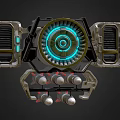 Futuristic Mechanical Device 3D Model With Metallic Structure Blue Glowing Ring And Spiked Components 3d model