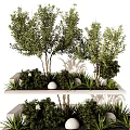 Natural Garden Landscape With Lush Trees Shrubs Round Stones And Layered Platforms