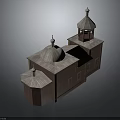 Traditional Architecture with Red Walls White Roofs Domes and Towers Structure