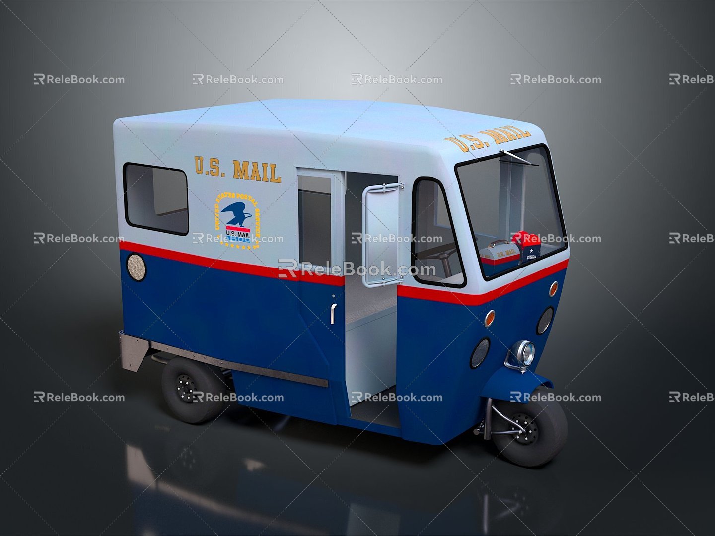 Modern tricycle tricycle motorcycle express car cartoon tricycle car 3d model