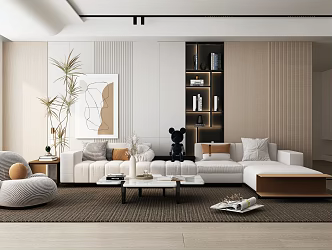 Modern Living Room Simple Living Room Sofa Combination Background Wall 3d model