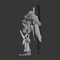 White Sci Fi Mecha Model With Detailed Mechanical Armor Parts And Weapon