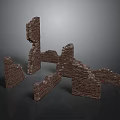 Ruined Red Brick Building Structure With Fragmented Walls And Broken Sections