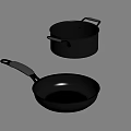 Black Non Stick Frying Pan And Double Handle Cooking Pot Set