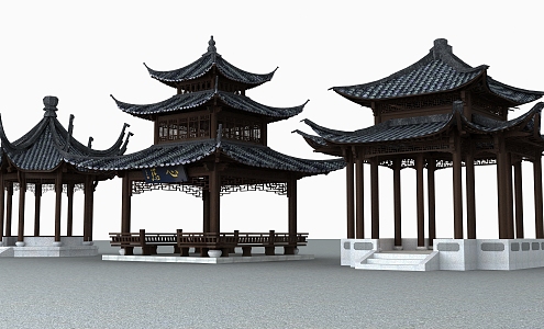 A variety of Chinese pavilion 3d model