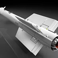 Modern White Tactical Missile With Aerodynamic Design Golden Warhead Navigation System And Tail Fins