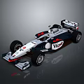 White And Blue Formula 1 Race Car With West Marlboro Sponsor Logos