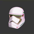 White Tactical Weapon Helmet With Black Visor And Reflective Surface On Dark Gradient Background Design 3d model