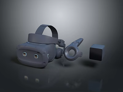 Advanced VR Headset With Controllers And Electronic Accessories For Virtual Reality 3d model