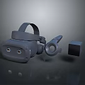 Advanced VR Headset With Controllers And Electronic Accessories For Virtual Reality 3d model
