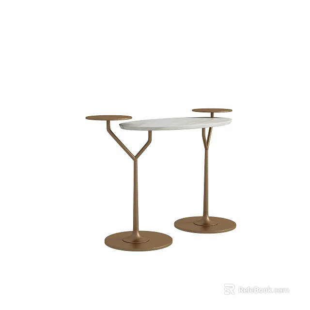 Modern Coffee Table With White Top And Bronze Metal Frame Design Structure 3d model