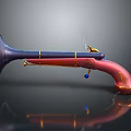 Colorful Horn Shaped Home Decor Item With Purple Red Blue And Metallic Accents