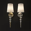 Elegant Wall Sconces With White Lampshades Crystal Beads And Gold Silver Metal