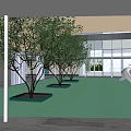 Modern Garden Landscape With Pool Reflections White Pergola Trees And Gray Walls