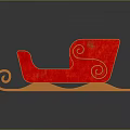 Elderly Man With Red Sleigh Featuring Green Cushion And Golden Spiral Decorations