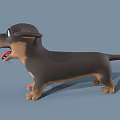Cute 3D Cartoon Dachshund Model With Black Brown Fur And Playful Expression