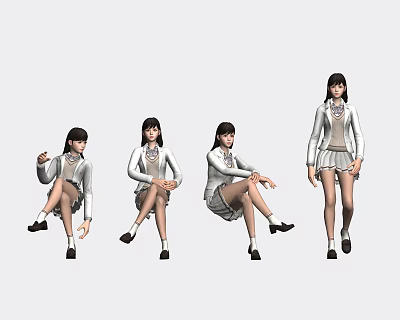 modern woman asian woman 3d model