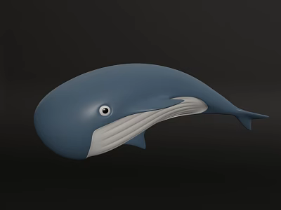 Realistic Blue Whale 3D Model with White Belly and Streamlined Shape 3d model