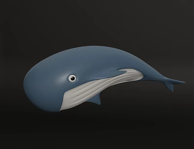 Realistic Blue Whale 3D Model with White Belly and Streamlined Shape 3d model