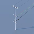 White Utility Pole With Multiple Electrical Wires For Industrial Power Distribution 3d model