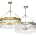 Modern Gold and Silver Chandeliers with Circular Metal Frames and Transparent Hanging Strands