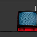 Red Retro Television With Blue Screen And Antenna