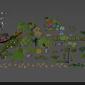 Arbor Centered Garden Landscape Design With Various Plants Shrubs And Colorful Flowers