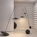 Modern Minimalist Floor Lamps With Black Metal Stand Geometric Sphere And Perforated Wall Interior