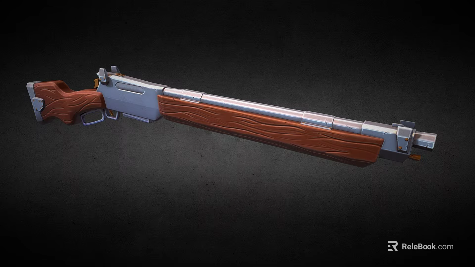 Vintage Style Shotgun With Wooden Stock And Silver Barrel Design 3d model 