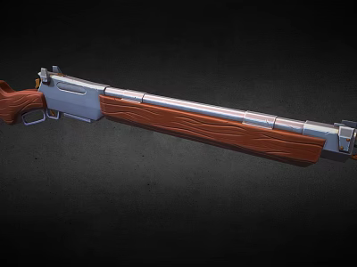 Vintage Style Shotgun With Wooden Stock And Silver Barrel Design 3d model