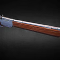 Vintage Style Shotgun With Wooden Stock And Silver Barrel Design