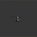 Shiny Silver Helicopter With Rotor Blades And Fuselage On Dark Reflective Background