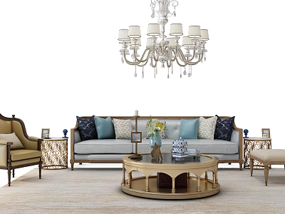 Sofa coffee table combination 3d model