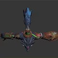 Fantasy Mythical Wolf Game and Movie Character With Ornate Headdress Colorful Armor and 3D Design