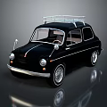 Black Small Vintage Car With Roof Rack And Classic Retro Design