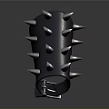 Black Spiked Gauntlet Weapon With Metal Spikes And Rivets On Leather Base