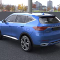 Blue Haval SUV Modern Exterior Design With Front Grille And LED Headlights