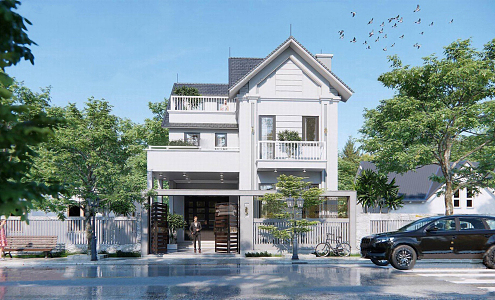 New Chinese style single-family villa 3d model