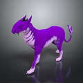 Vibrant Purple Game Fantasy Creature With Horns Striped Body And Curled Tail Design