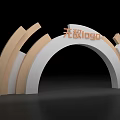 Modern Archway Design With Curved White And Beige Structures For Decorative Entrance
