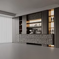 Elegant Modern Wine Cabinet With Marble Texture Layered Design And Wine Bottles