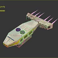 Futuristic Sci Fi Spacecraft Model With White Yellow Design Streamlined Structure And Antennas Vents 3d model