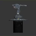 Dark Blue Mechanical Weapon With Cylindrical Base Circular Platform And Extended Arm