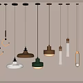Various Pendant Lights With Different Designs And Shapes Display In Modern Interior 3d model