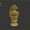 Intricately Carved Classical Vase With Ornate Top And Detailed Floral Patterns