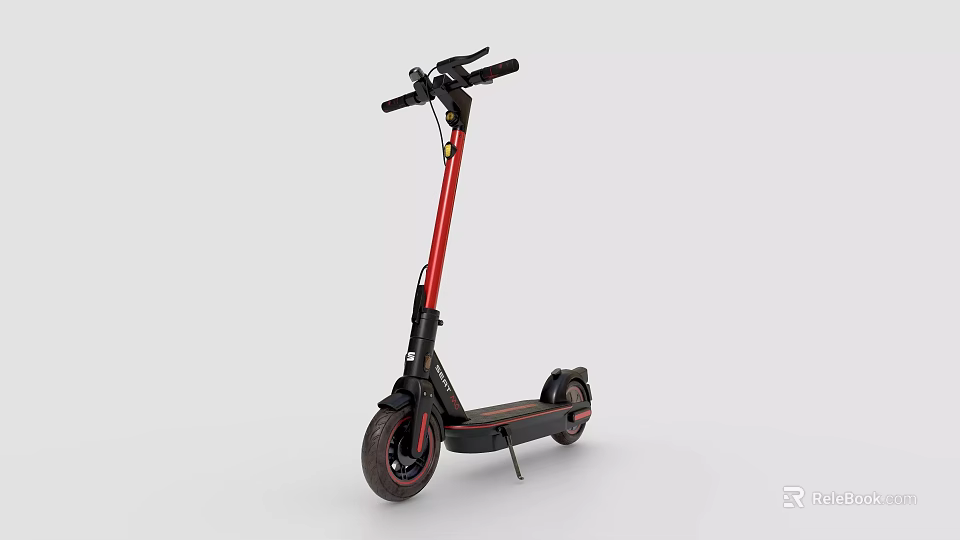 Red And Black Electric Scooter With Modern Design And Sleek Frame Features 3d model 